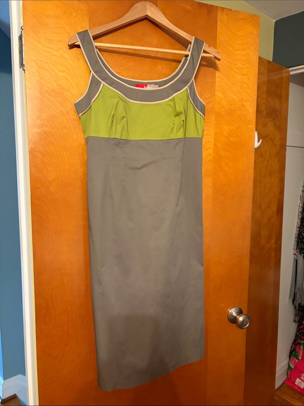 Boden Olive Green and Gray Sleeveless Midi Sheath Dress -Size 6